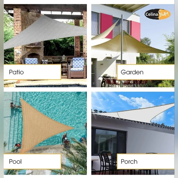 Sun Shade/Sail Triangle 10x10x14 ft Light Gray - Picture 2 of 5